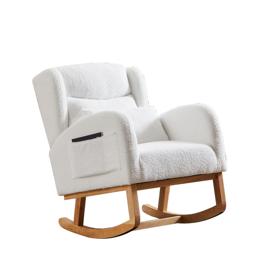 27.2"W Modern Accent High Backrest Living Room Lounge Arm Rocking Chair, Two Side Pocket