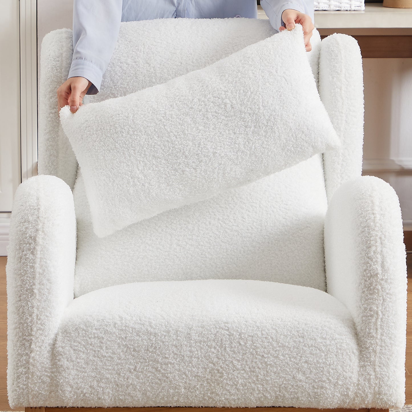 27.2"W Modern Accent High Backrest Living Room Lounge Arm Rocking Chair, Two Side Pocket