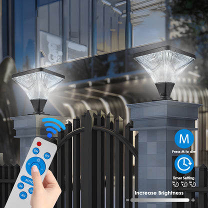 15" Black Outdoor Post Light - LED with Remote Control, Dimmable, Timer Function, Weatherproof for Yard, Garden, Pathway (1-Pack)