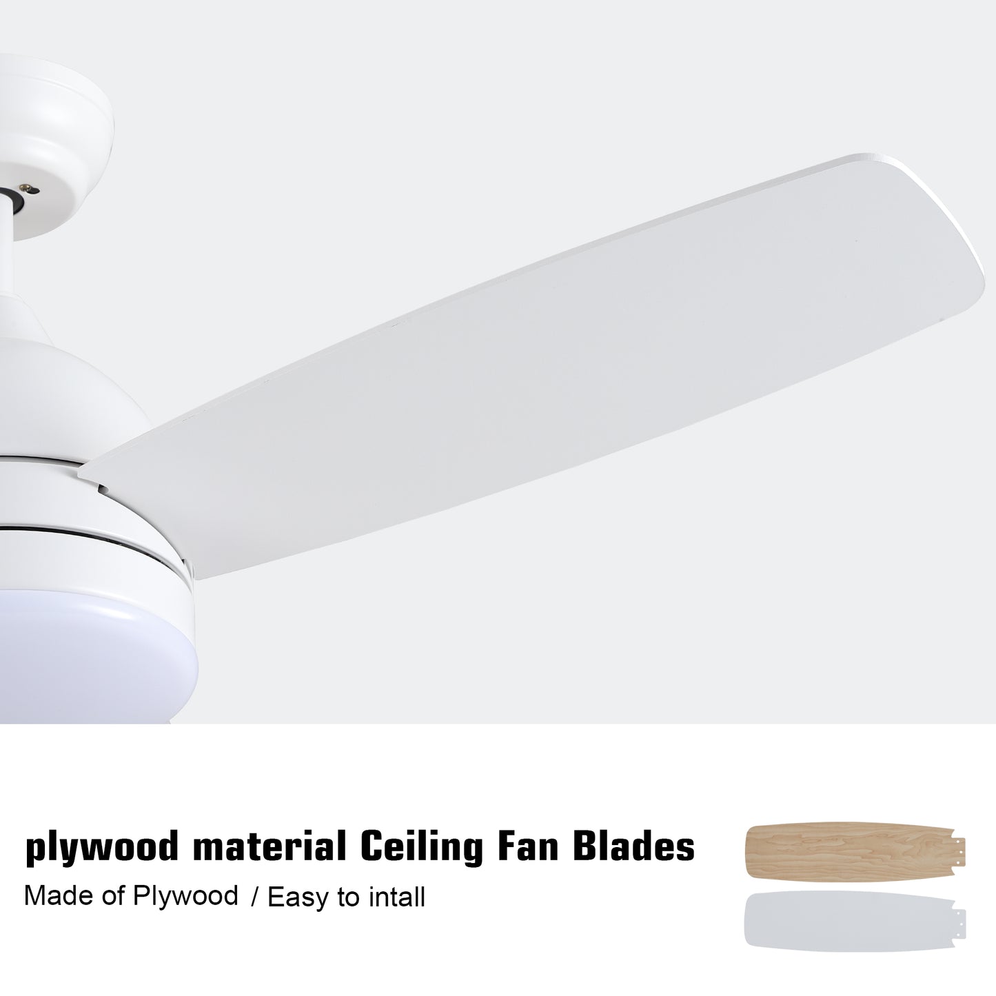 Smart 48 in. integrated LED Balck Ceiling Fan with Remote Contorl and Plywood Blades