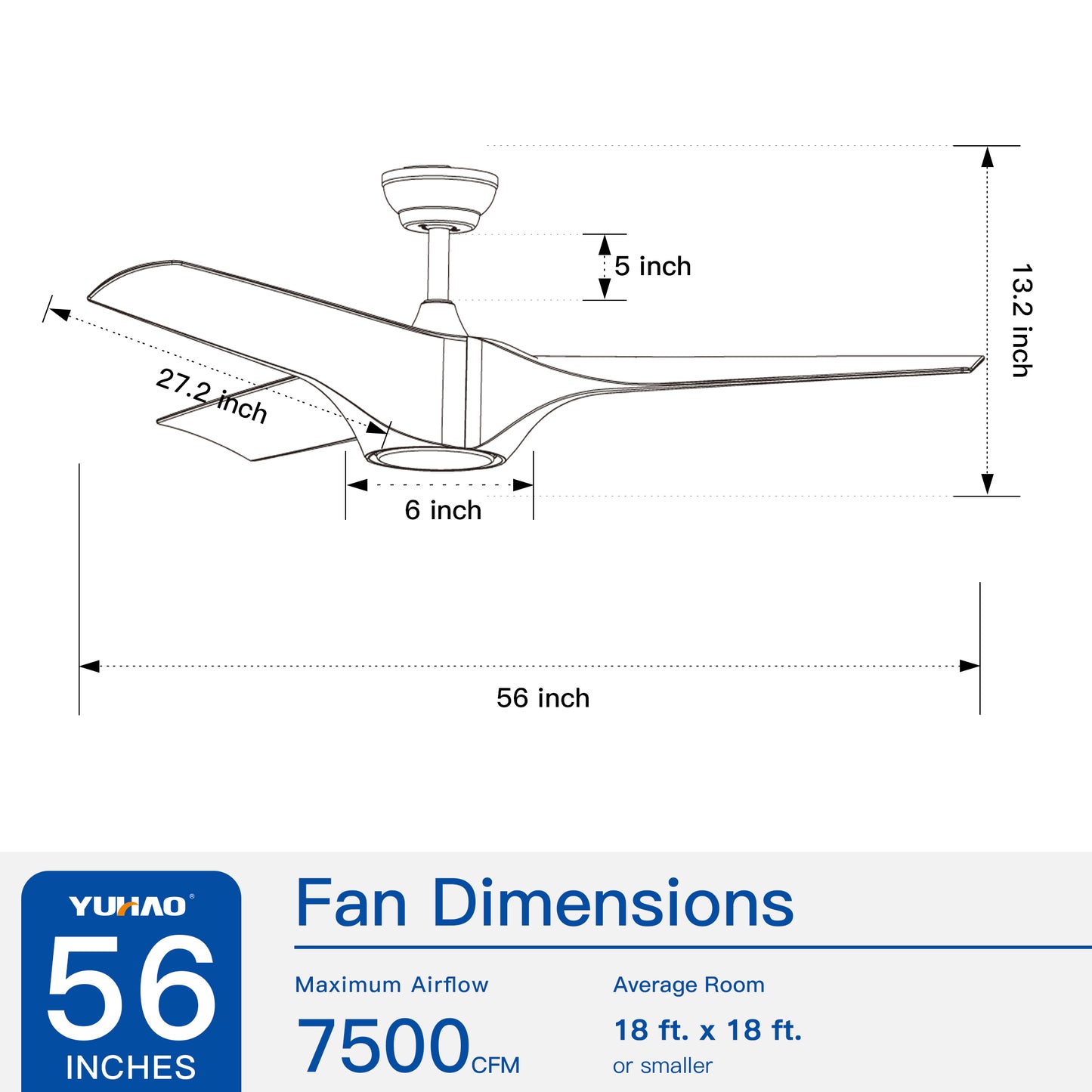 56 In.Intergrated LED Ceiling Fan with Brown Wood Grain ABS Blade