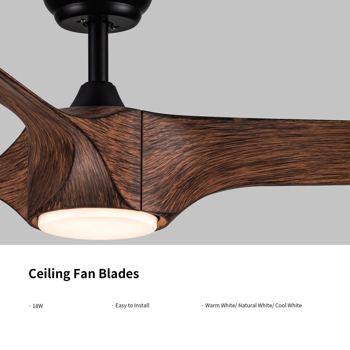 56 In.Intergrated LED Ceiling Fan with Brown Wood Grain ABS Blade