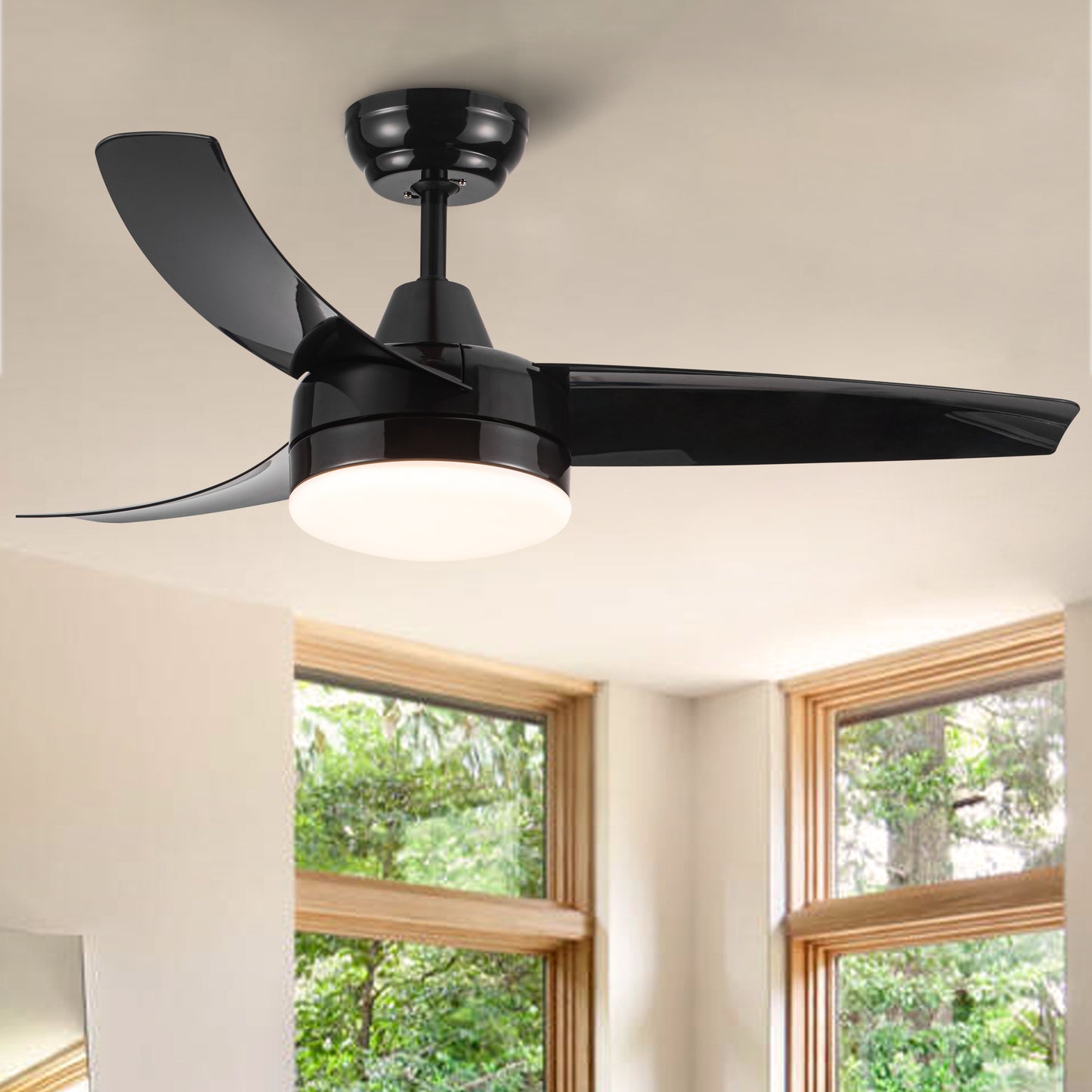 42-Inch 3-Blade Matte Black DC Motor Modern Contemporary LED Ceiling Fan-42 in x 42 in x 10.34 in