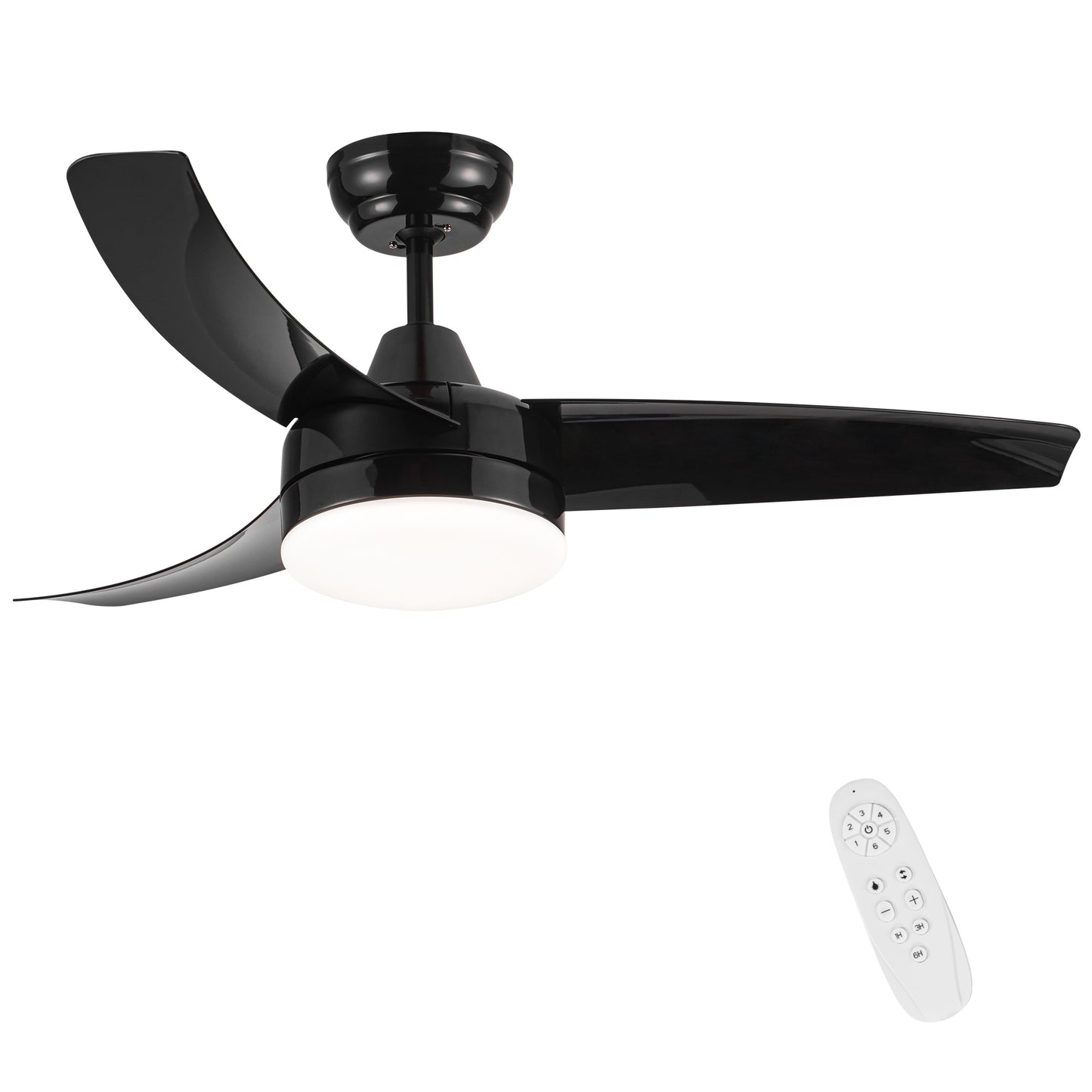 42-Inch 3-Blade Matte Black DC Motor Modern Contemporary LED Ceiling Fan-42 in x 42 in x 10.34 in