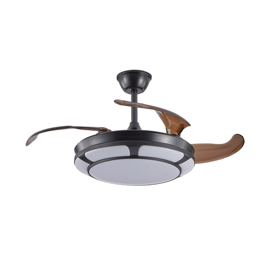18" Retractable Ceiling Fan with Light, Modern LED Chandelier Fan with Remote Control, 6 Speed Adjustable Blades, Quiet Motor, Dimmable Lighting for Living Room, Bedroom, Dining Room