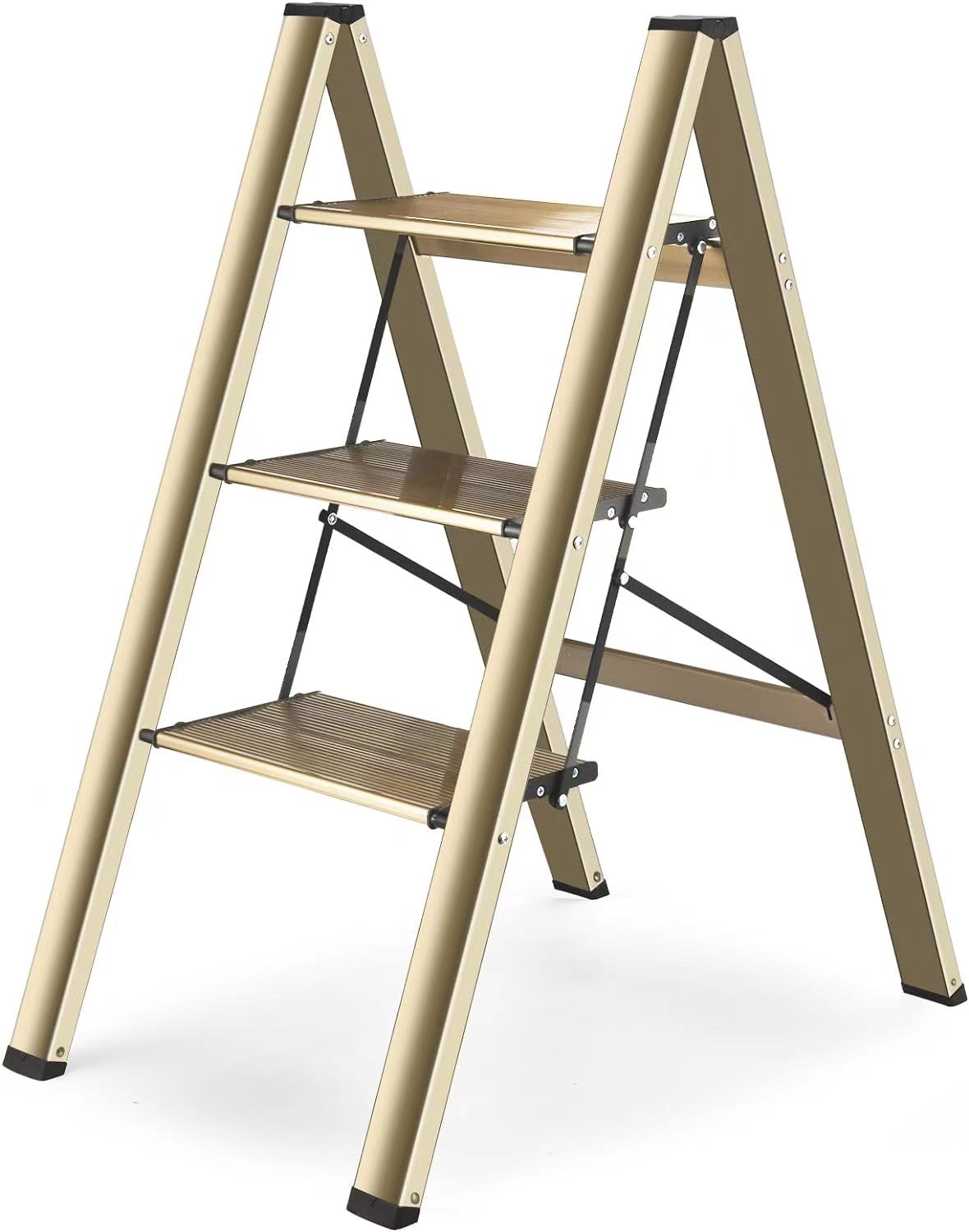 3 step ladder, aluminum alloy ladder, folding ladder, with wide non-skid pedals 300 lb capacity home office portable ladder, light and strong compact, can be used in the study bedroom kitchen office