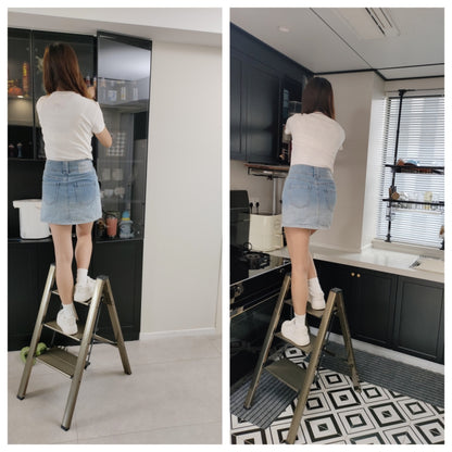 3 step ladder, aluminum alloy ladder, folding ladder, with wide non-skid pedals 300 lb capacity home office portable ladder, light and strong compact, can be used in the study bedroom kitchen office