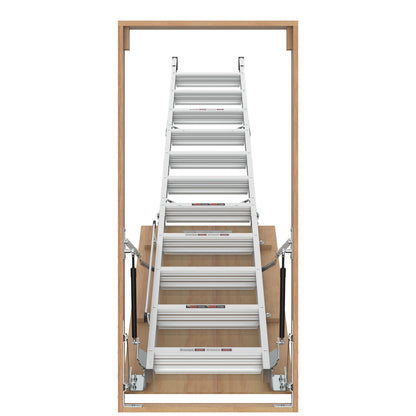 Household Aluminum Attic Ladder 25" x 54" ,350lbs Capacity, 7-10 ft Ceiling Height
