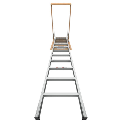 Household Aluminum Attic Ladder 25" x 54" ,350lbs Capacity, 7-10 ft Ceiling Height