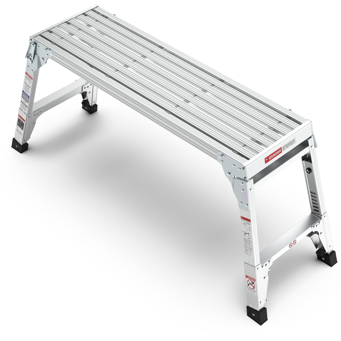 Aluminum Work Platform Large Size Step Stool Folding Portable Work Bench 40"  Width Telescopic Feet 22" -27.5" Height Adjustable