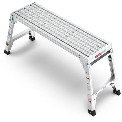Aluminum Work Platform Large Size Step Stool Folding Portable Work Bench 40"  Width Telescopic Feet 22" -27.5" Height Adjustable