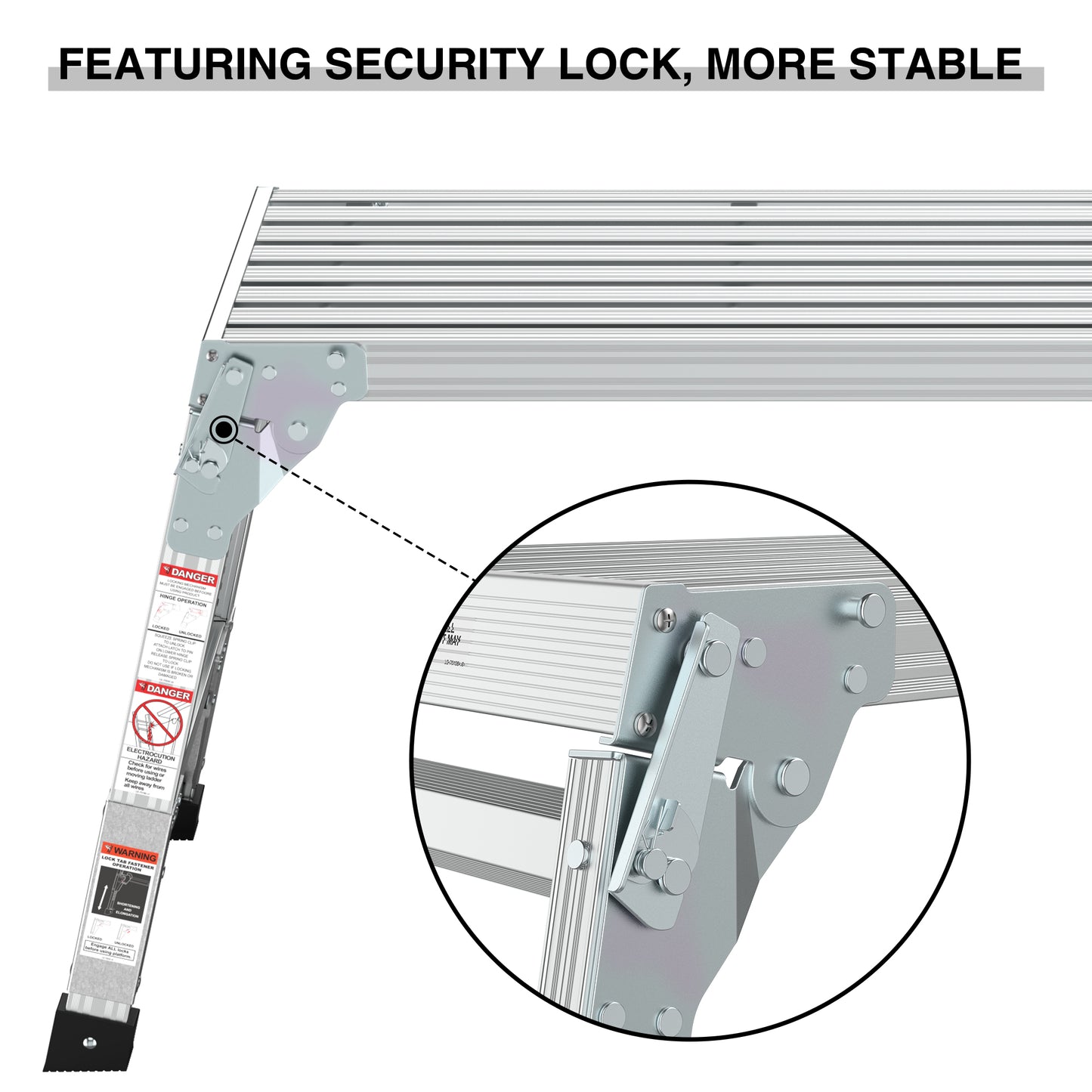 Aluminum Work Platform Large Size Step Stool Folding Portable Work Bench 40"  Width Telescopic Feet 22" -27.5" Height Adjustable
