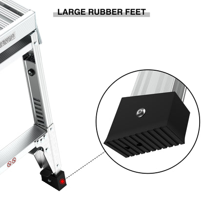 Aluminum Work Platform Large Size Step Stool Folding Portable Work Bench 40"  Width Telescopic Feet 22" -27.5" Height Adjustable