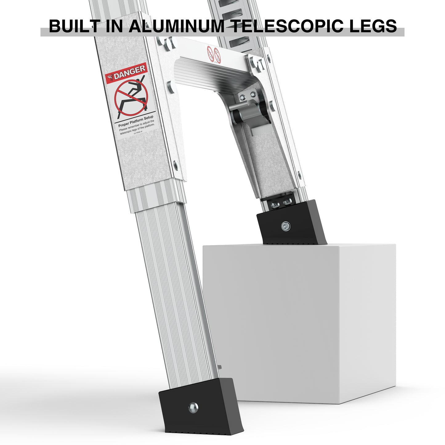 Aluminum Work Platform Large Size Step Stool Folding Portable Work Bench 40"  Width Telescopic Feet 22" -27.5" Height Adjustable
