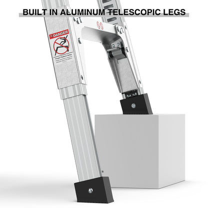 Aluminum Work Platform Large Size Step Stool Folding Portable Work Bench 40"  Width Telescopic Feet 22" -27.5" Height Adjustable