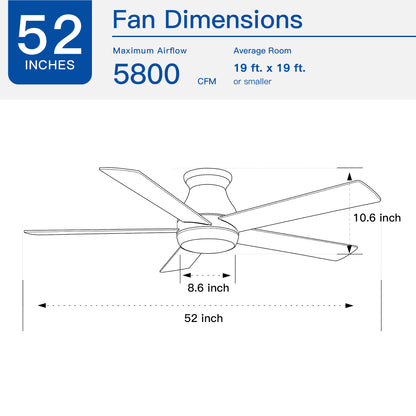 52" Low Profile Ceiling Fan with Lights
