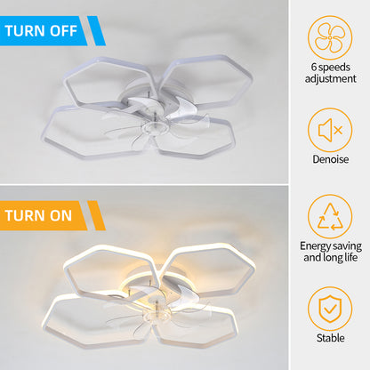30Inches Ceiling Fan with Lights Remote Control Dimmable LED, 6 Gear Wind Speed Fan Light