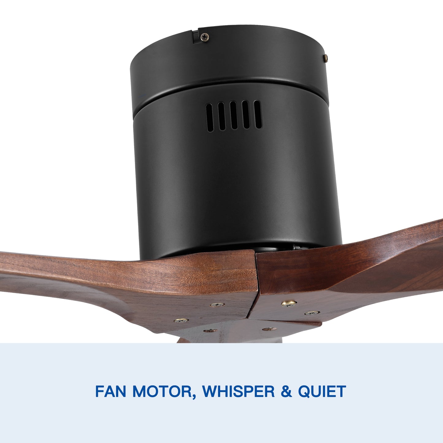 52" YUHAO Farmhouse Rustic Ceiling Fan without Light - Matte Black with Solid Wood Blade