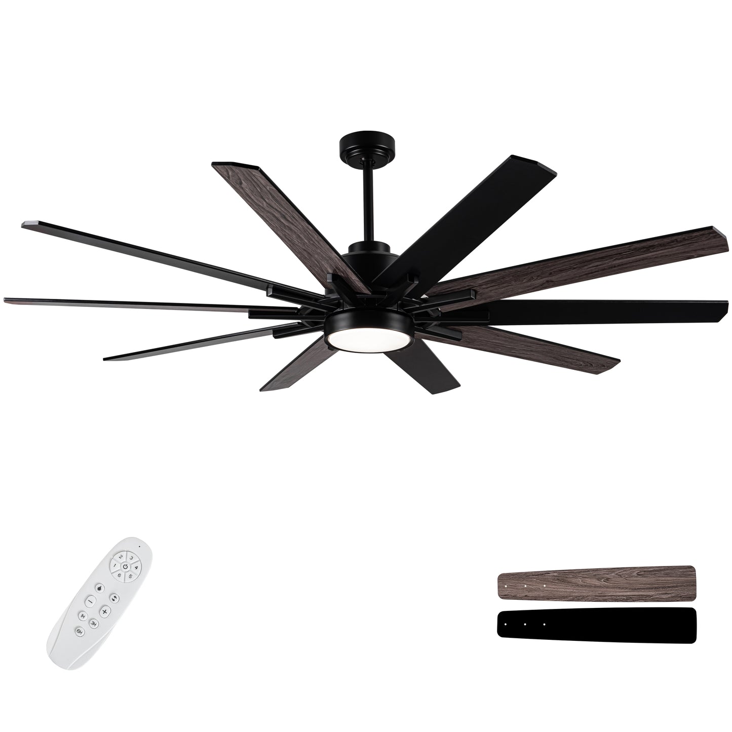 72 in.Integarted LED Large Black Double Finish Ceiling Fan with Remote Control