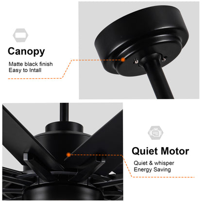 72 in.Integarted LED Large Black Double Finish Ceiling Fan with Remote Control
