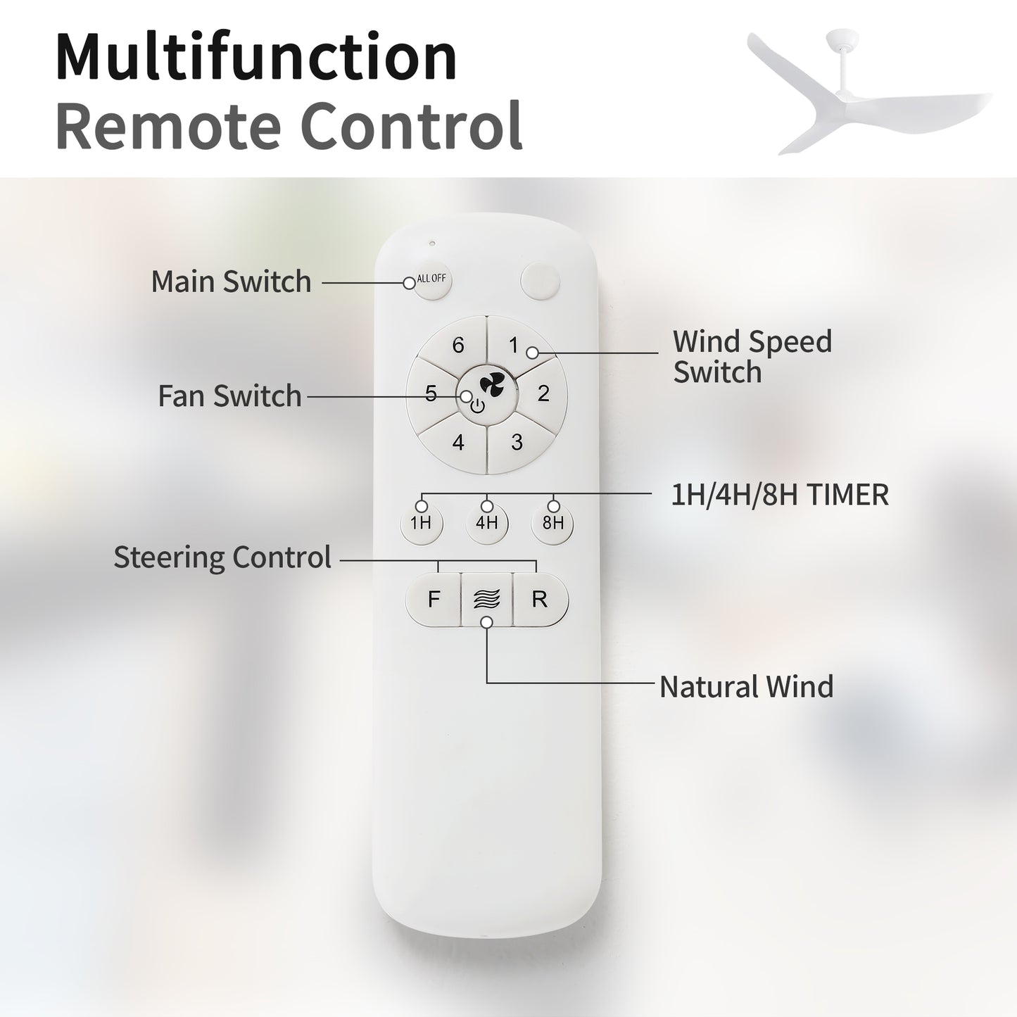 38 Inch Ceiling Fan Without Light, Modern Indoor Outdoor Ceiling Fans with DC Motor Remote Control for Bedroom, Living Room