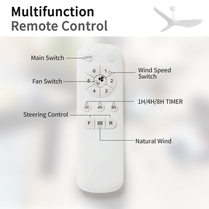 38 Inch Ceiling Fan Without Light, Modern Indoor Outdoor Ceiling Fans with DC Motor Remote Control for Bedroom, Living Room