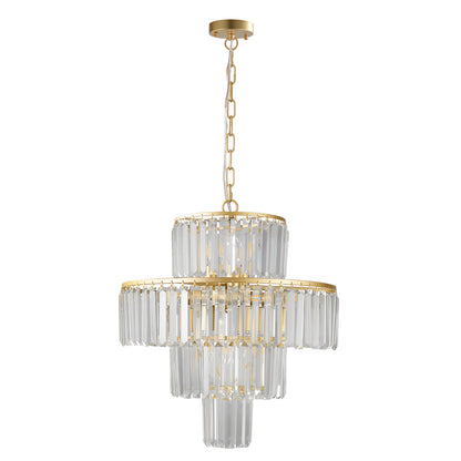 20" Luxury 4-Tier Crystal Chandelier, 12-Light Gold Frame Pendant Light, Elegant Ceiling Lighting for Living Room, Dining Room, Bedroom (No Bulbs)