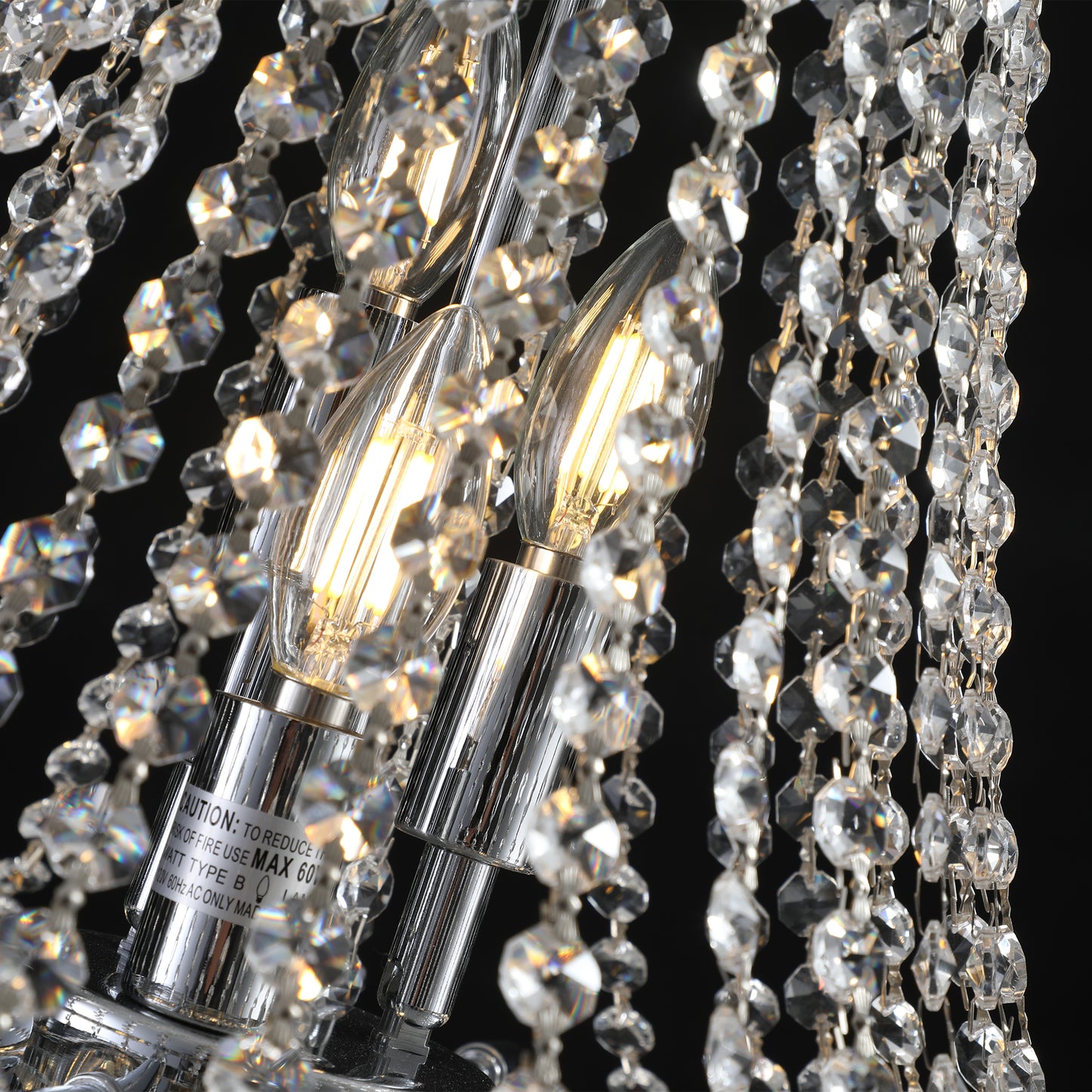 20" Chrome Crystal Chandelier with Adjustable Height, Modern Ceiling Light Fixture for Living Room, Dining Room, Staircase, 11-Light E12 Bulb Base (No Bulbs)