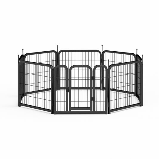 Dog Playpen Outdoor, 8 Panel Dog Fence 24" Pet Pen for Small Dogs Pet Exercise Pen for Puppy/Rabbit/Small Animals Portable Playpen for RV Camping Garden Yard, Indoor. Black, 22.2'' W x 23.6'' H.