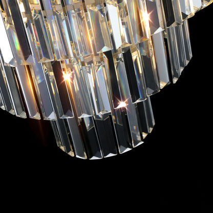 20" Luxury 3-Tier Crystal Chandelier, 7-Light Gold Frame Pendant Light, Elegant Ceiling Lighting for Living Room, Dining Room, Bedroom (No Bulbs)