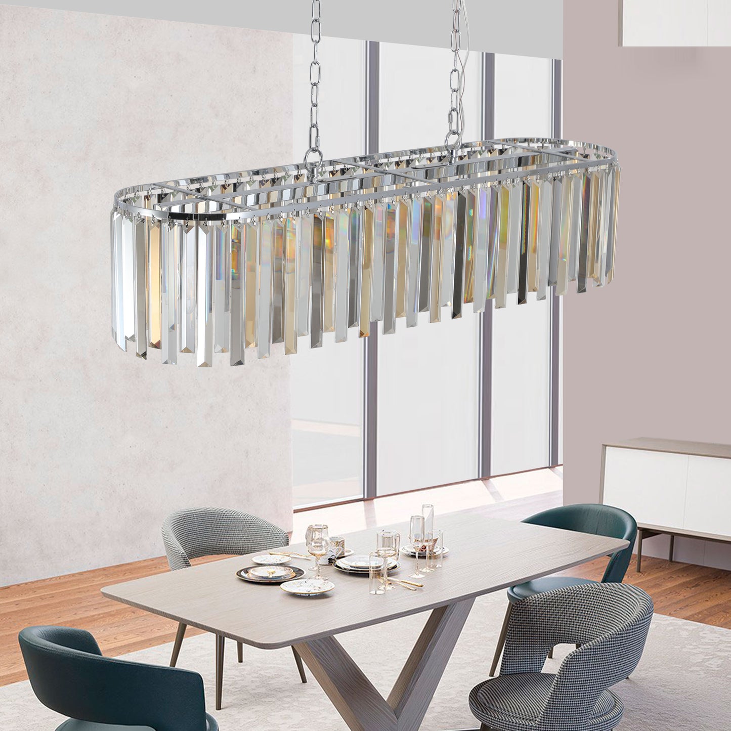 Modern Oval Crystal ceiling chandelier Luxury Home Decor Light Fixture (No Bulbs)