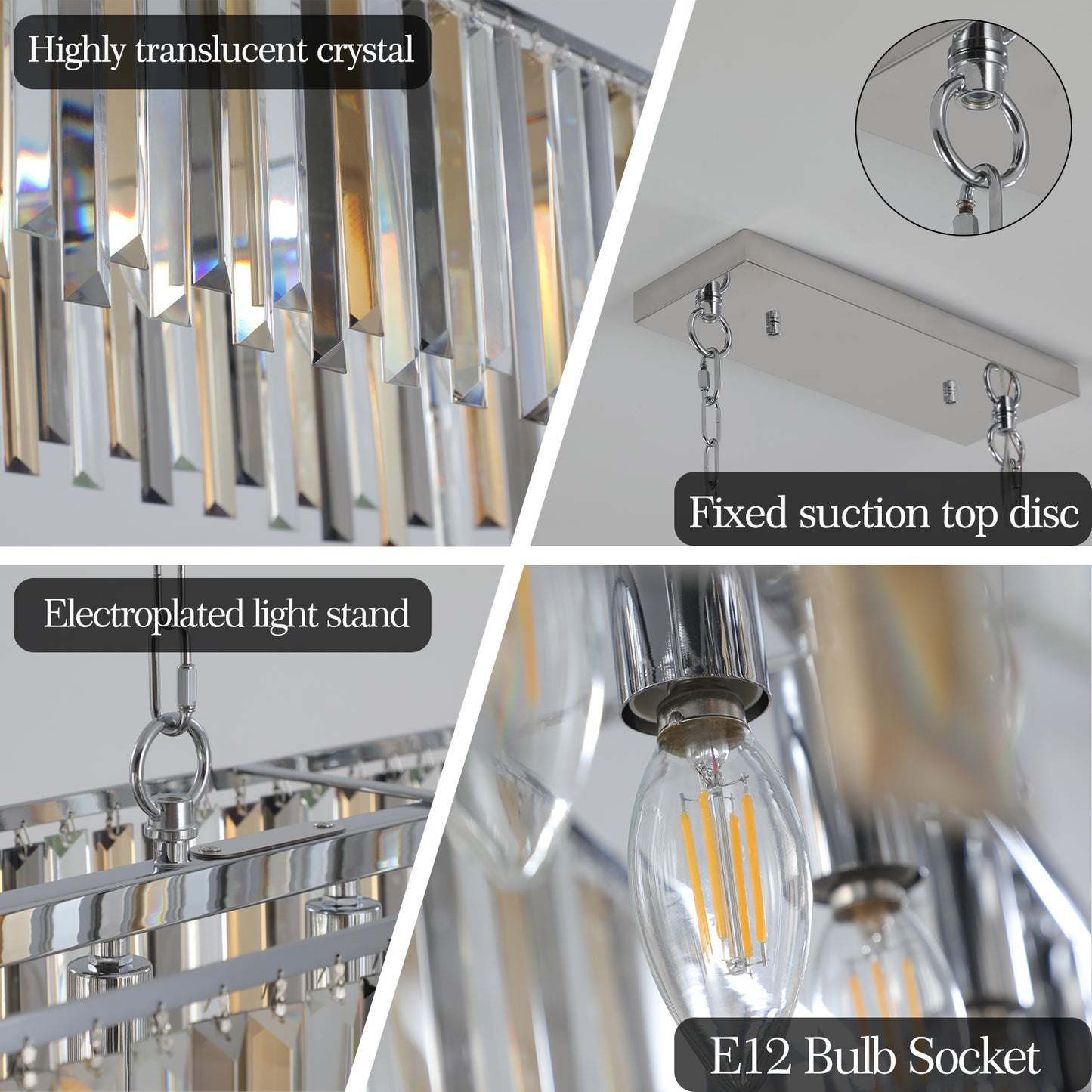 Modern Oval Crystal ceiling chandelier Luxury Home Decor Light Fixture (No Bulbs)