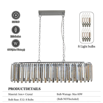 Modern Oval Crystal ceiling chandelier Luxury Home Decor Light Fixture (No Bulbs)