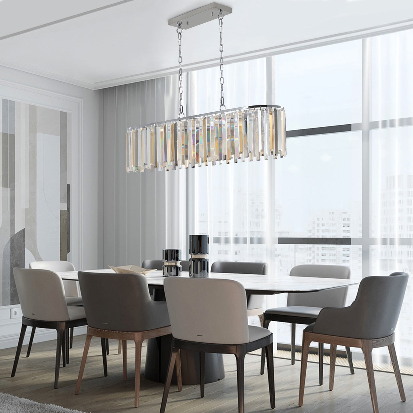 Modern Oval Crystal ceiling chandelier Luxury Home Decor Light Fixture (No Bulbs)