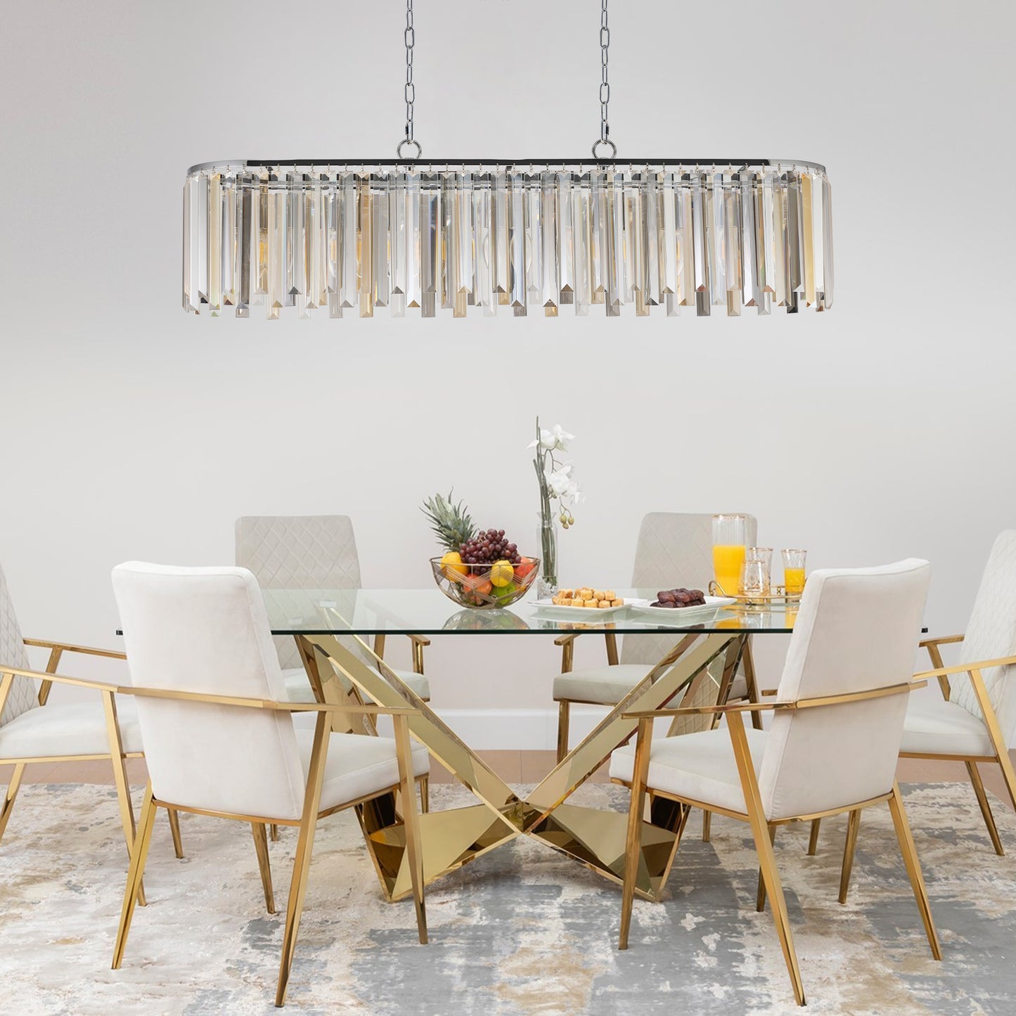 Modern Oval Crystal ceiling chandelier Luxury Home Decor Light Fixture (No Bulbs)