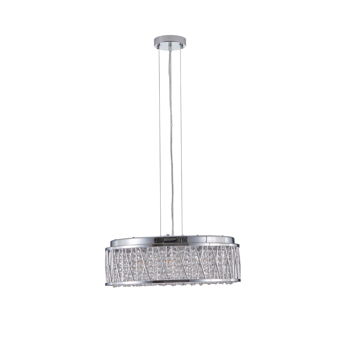 Modern Crystal Chandelier 19 Inches Aluminum+Iron Round Ceiling Light Flush Mount Ceiling Light Fixture for kitchen Island Dinning Bedrooms and Hallway (Bulb Not Included)