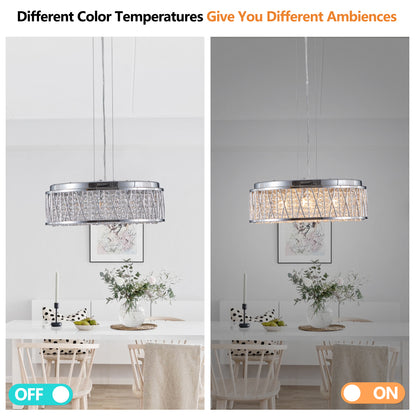 Modern Crystal Chandelier 19 Inches Aluminum+Iron Round Ceiling Light Flush Mount Ceiling Light Fixture for kitchen Island Dinning Bedrooms and Hallway (Bulb Not Included)