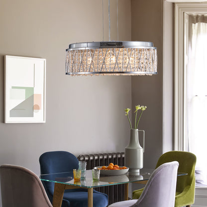 Modern Crystal Chandelier 19 Inches Aluminum+Iron Round Ceiling Light Flush Mount Ceiling Light Fixture for kitchen Island Dinning Bedrooms and Hallway (Bulb Not Included)