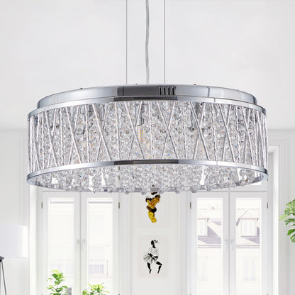 Modern Crystal Chandelier 19 Inches Aluminum+Iron Round Ceiling Light Flush Mount Ceiling Light Fixture for kitchen Island Dinning Bedrooms and Hallway (Bulb Not Included)