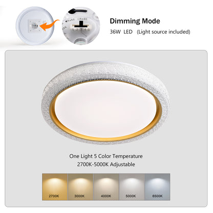 LED Flush Mount Ceiling Light Fixture, 19.69in 36W,3600LM, 5 CCT Colors 2700K 3000K 3500K 4000K 5000K, Dimmable Modern Flush Mount Light Fixture for Bedroom Bathroom Hallway