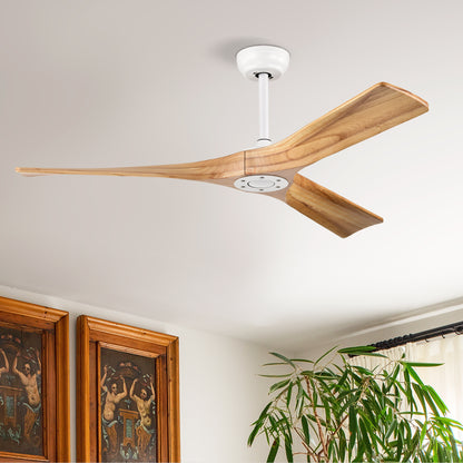 52" Ceiling Fan with Remote Control No Lights,Modern Reversible DC Motor Indoor 3 Blades Ceiling Fans for Patio Bedroom Living Room--Matte White
