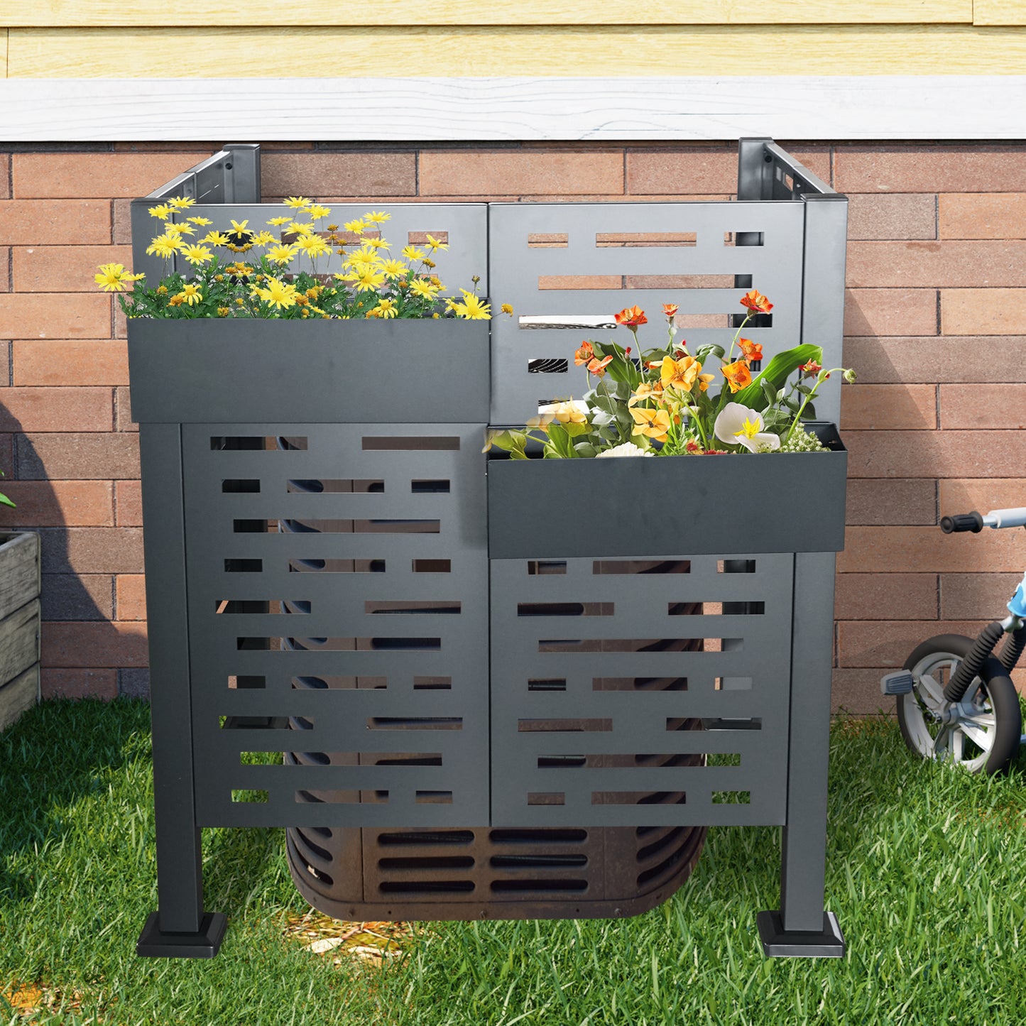 3.5 x3.5 FT Air Conditioner Fence for Outdoor Units, Metal Privacy Fence Cover, Perfect to Conceal Air Conditioning Units (W540133742)