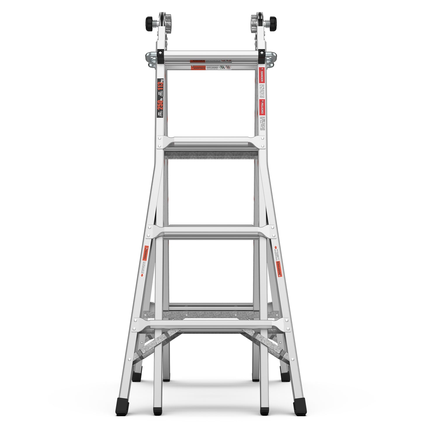 17ft Multi-Position Foldable Aluminum Ladder, A-Frame and Straight Ladder, ANSI 250lbs