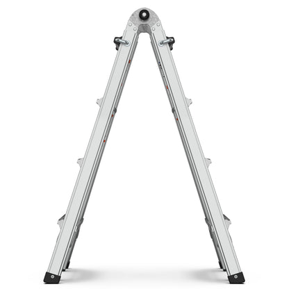 17ft Multi-Position Foldable Aluminum Ladder, A-Frame and Straight Ladder, ANSI 250lbs