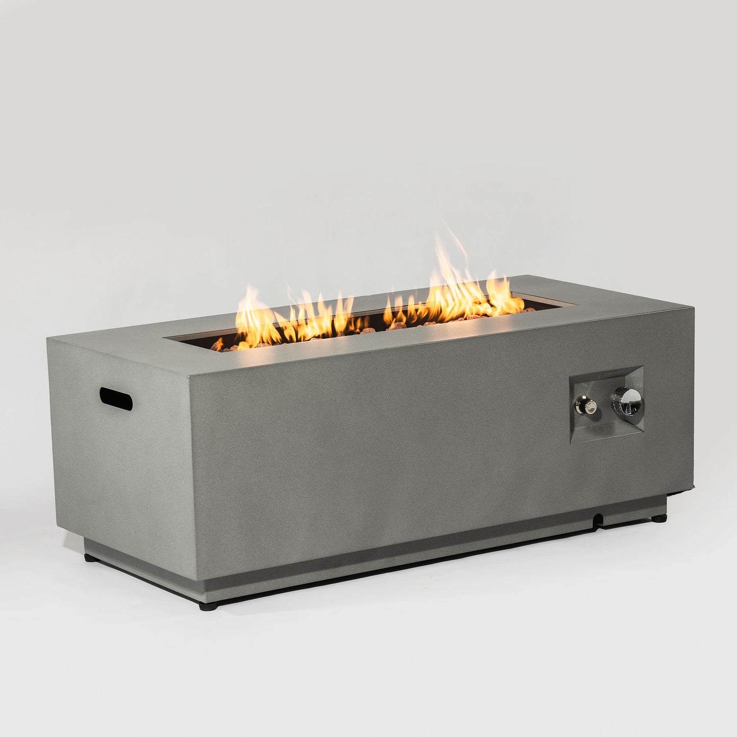 42inch Rectangle Steel Fire Pit Outdoor Fire Table with Glass Wind Guard