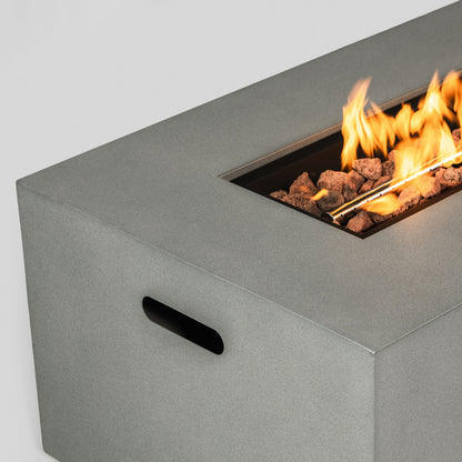 42inch Rectangle Steel Fire Pit Outdoor Fire Table with Glass Wind Guard