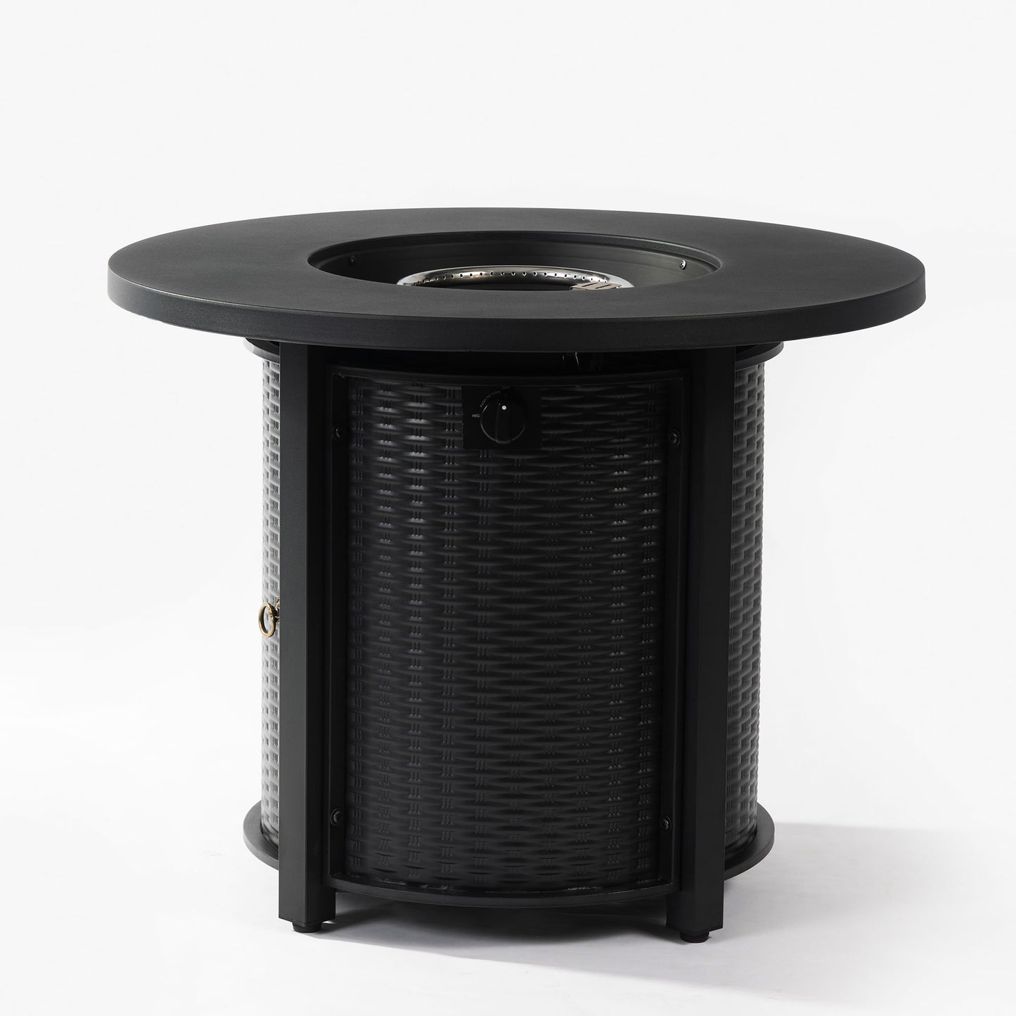 32inch Round Steel Fire Pit Table with Steel Lid and Lava Rocks