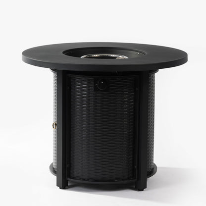 32inch Round Steel Fire Pit Table with Steel Lid and Lava Rocks
