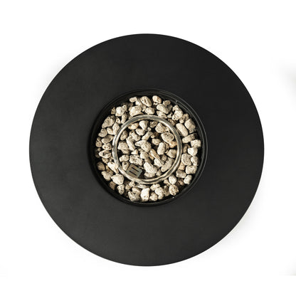 32inch Round Steel Fire Pit Table with Steel Lid and Lava Rocks