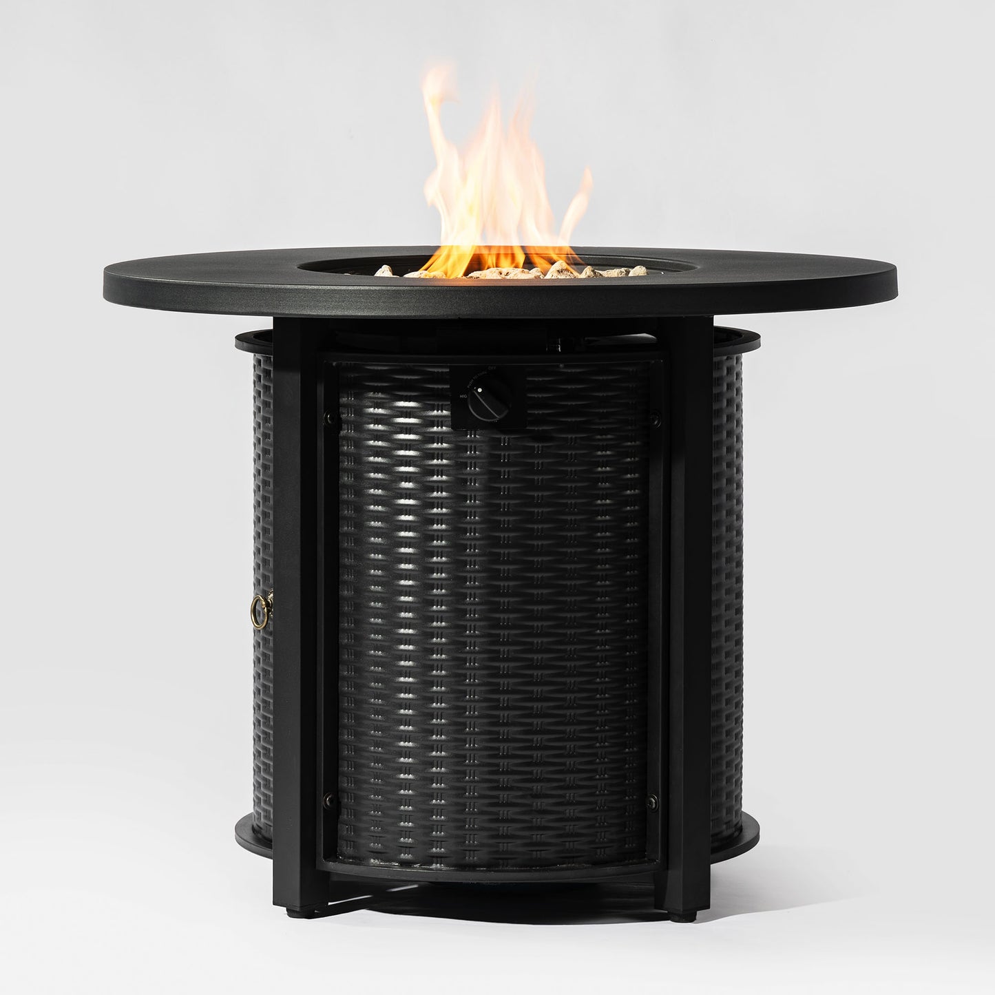 32inch Round Steel Fire Pit Table with Steel Lid and Lava Rocks
